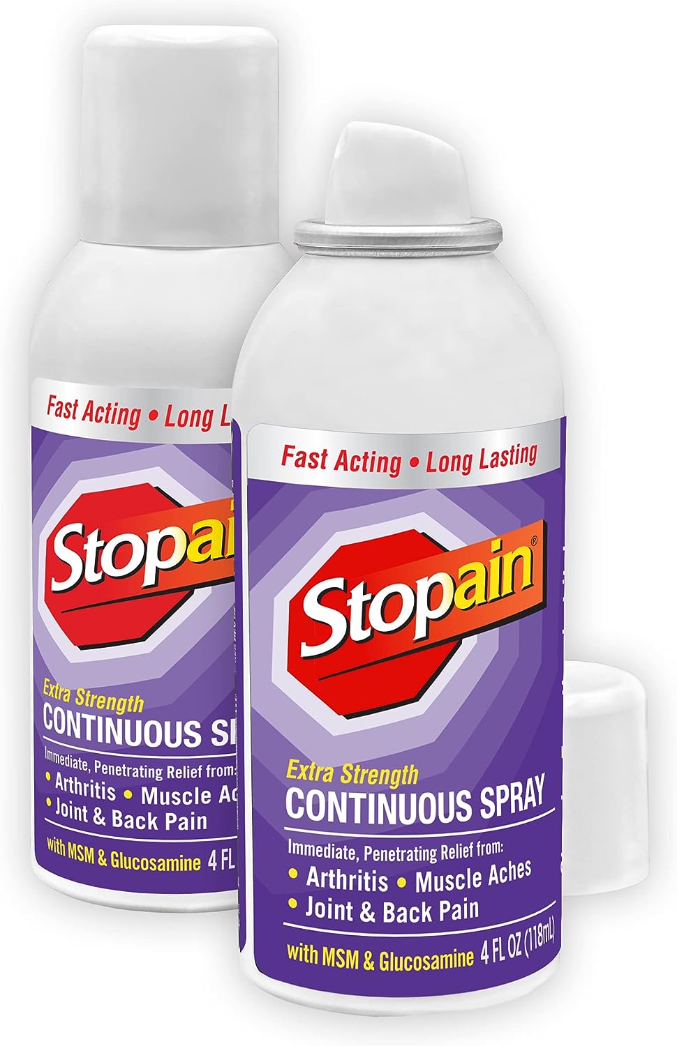 Stopain Pain Relief Spray 4oz USA Made, Max Strength Fast Acting with MSM, Glucosamine, Menthol for Arthritis, Lower Back, Neck, HSA FSA Approved Topical Analgesic Products