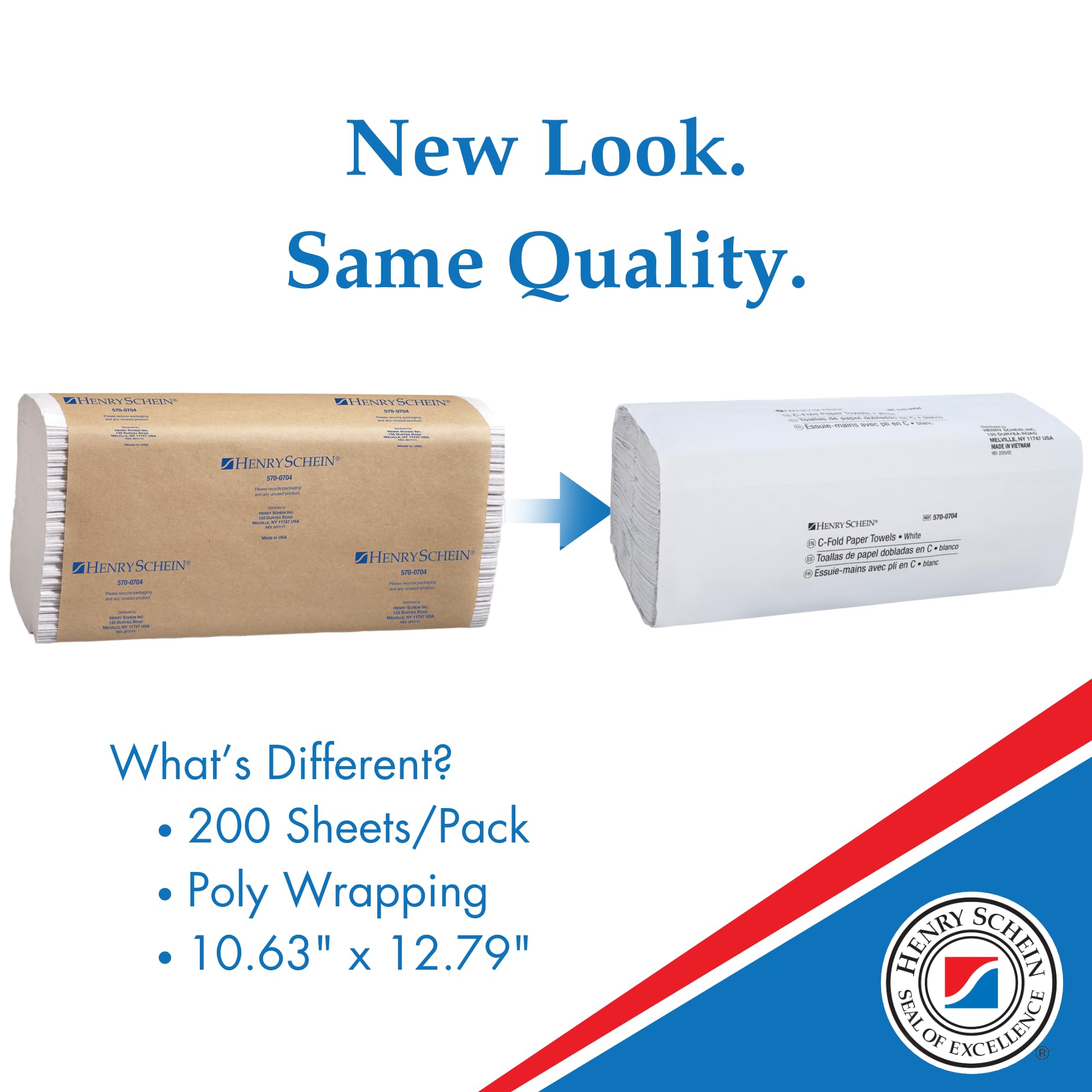Henry Schein C Fold Paper Towels (570-0704) with Fast-Drying Absorbency Pockets, 200 C Fold Towels/Pack, White