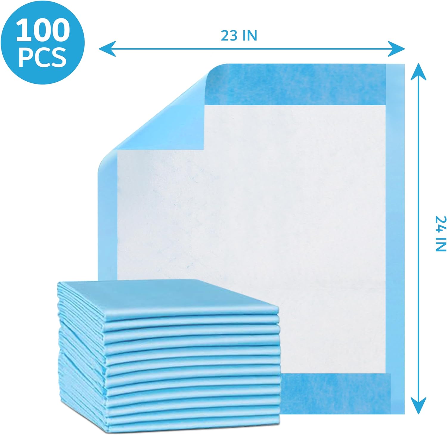 Henry Schein Disposable Underpads 23'' x 24'' Incontinence Pads, Bed Covers, Puppy Training | Thick, Super Absorbent Protection for Kids, Adults, Elderly | Liquid, Urine, Accidents