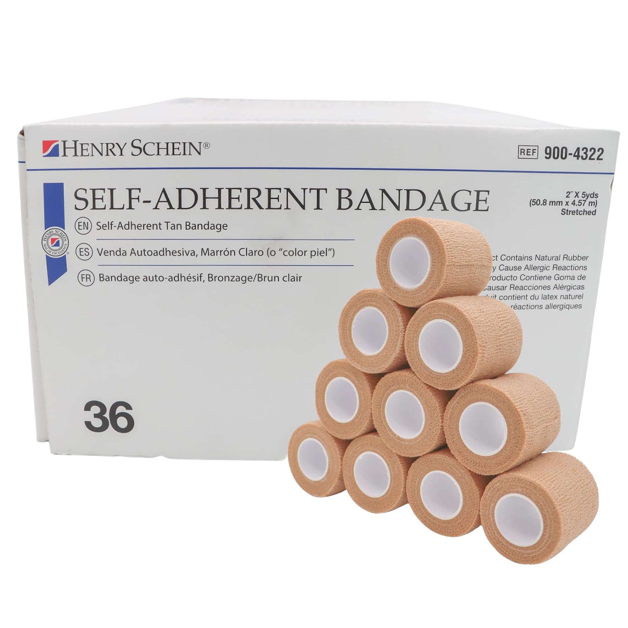 Henry Schein Premium Self-Adherent Elastic Bandage Wrap – Flexible, Latex-Free, Non-Sterile Medical Wrap for Compression & Wound Support