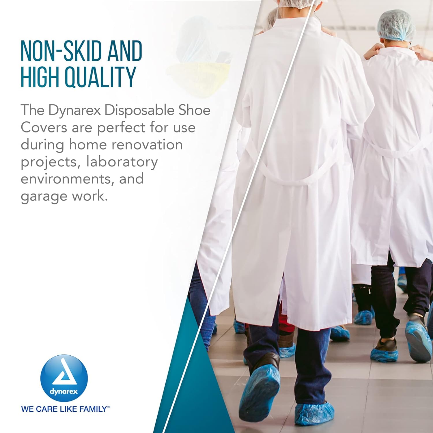 Dynarex Disposable Shoe Cover, Universal Size, Non-Conductive, have Sewn Seams with Elastic Opening and Fits Most Shoes, Blue, 1 Box of 150 pairs