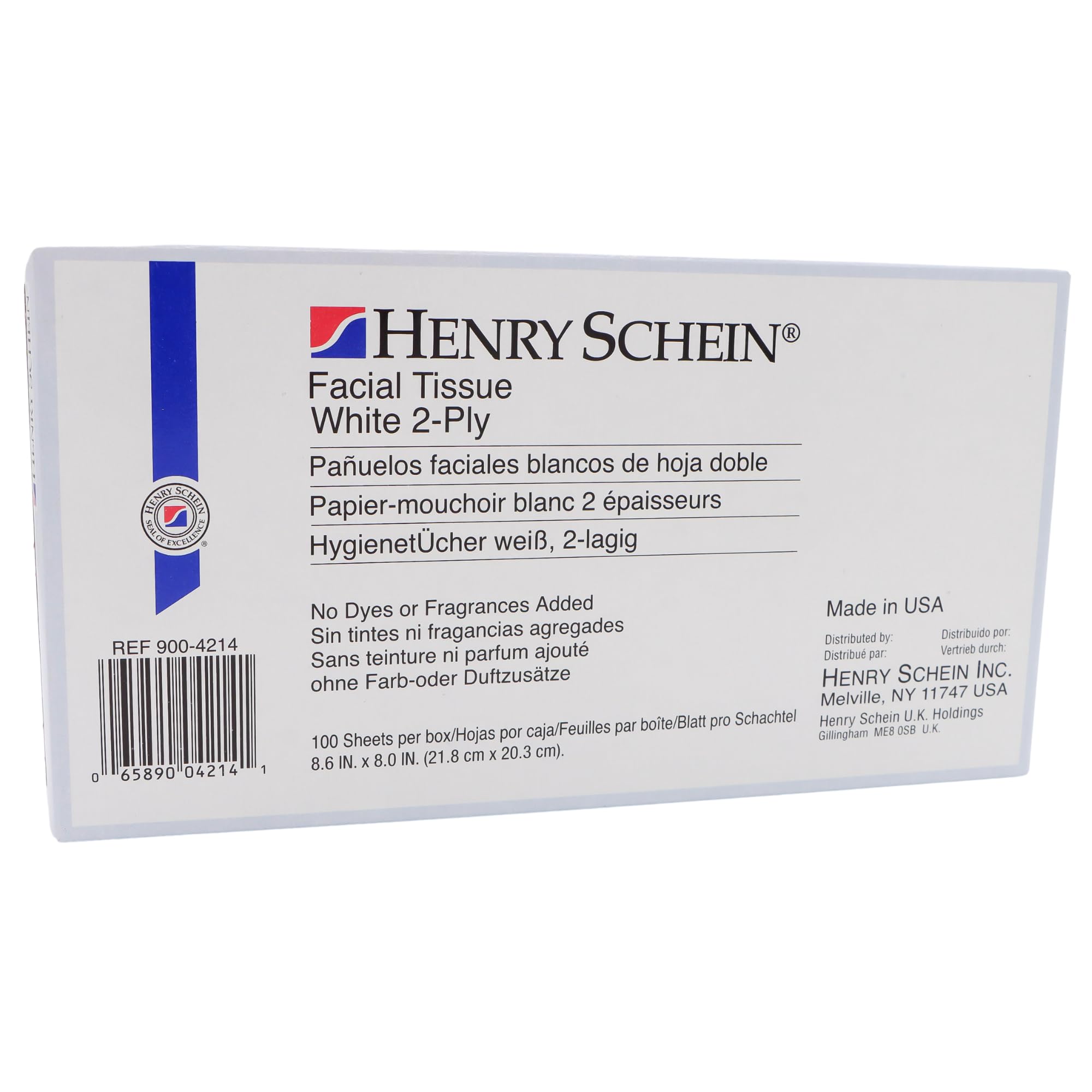 Henry Schein 2-Ply Facial Tissue, 100 Sheets Per Box