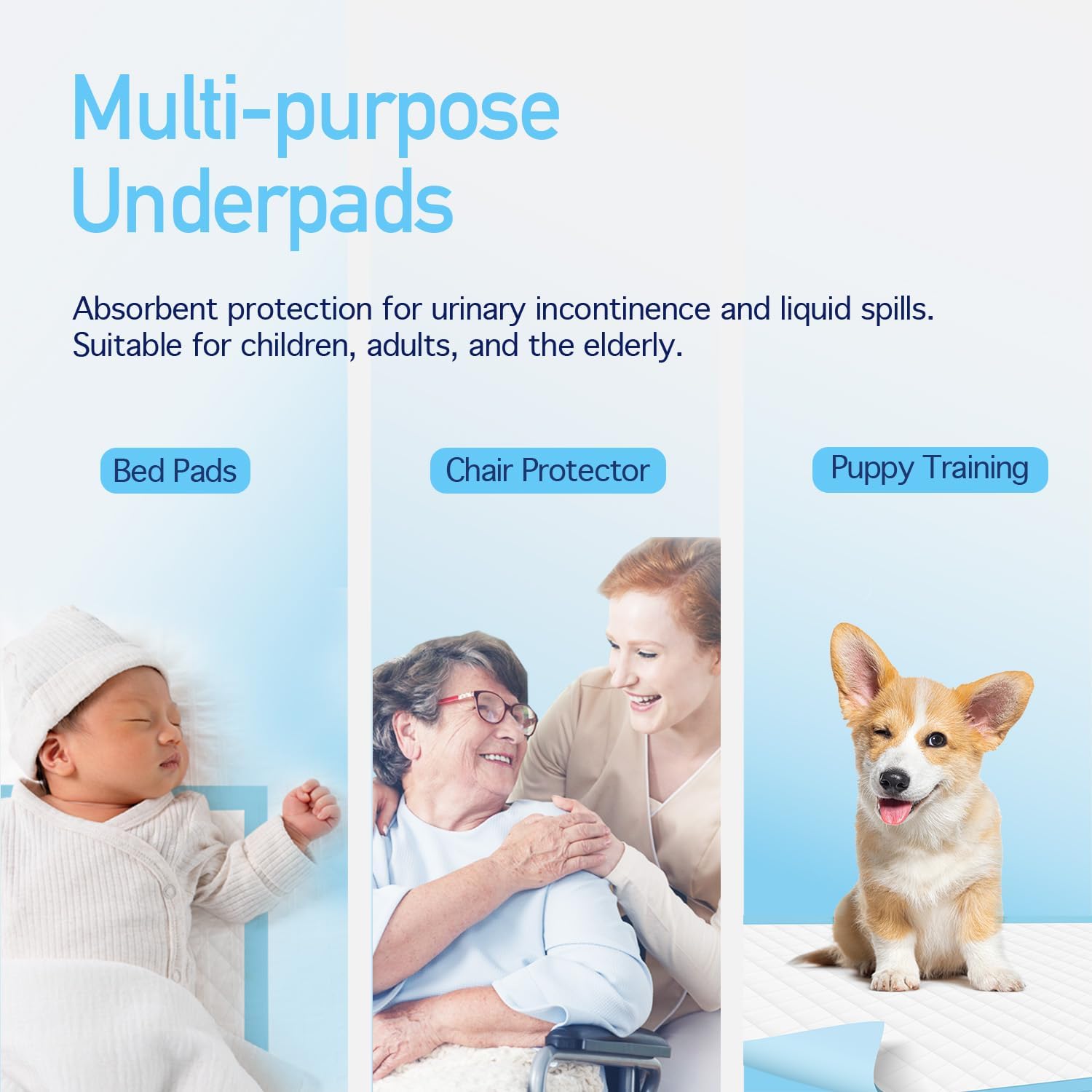 Dynarex Disposable UnderPad, 17" x 24", 15g, Incontinence Bed Pad to Protect Sheet, Mattresses, and Furniture