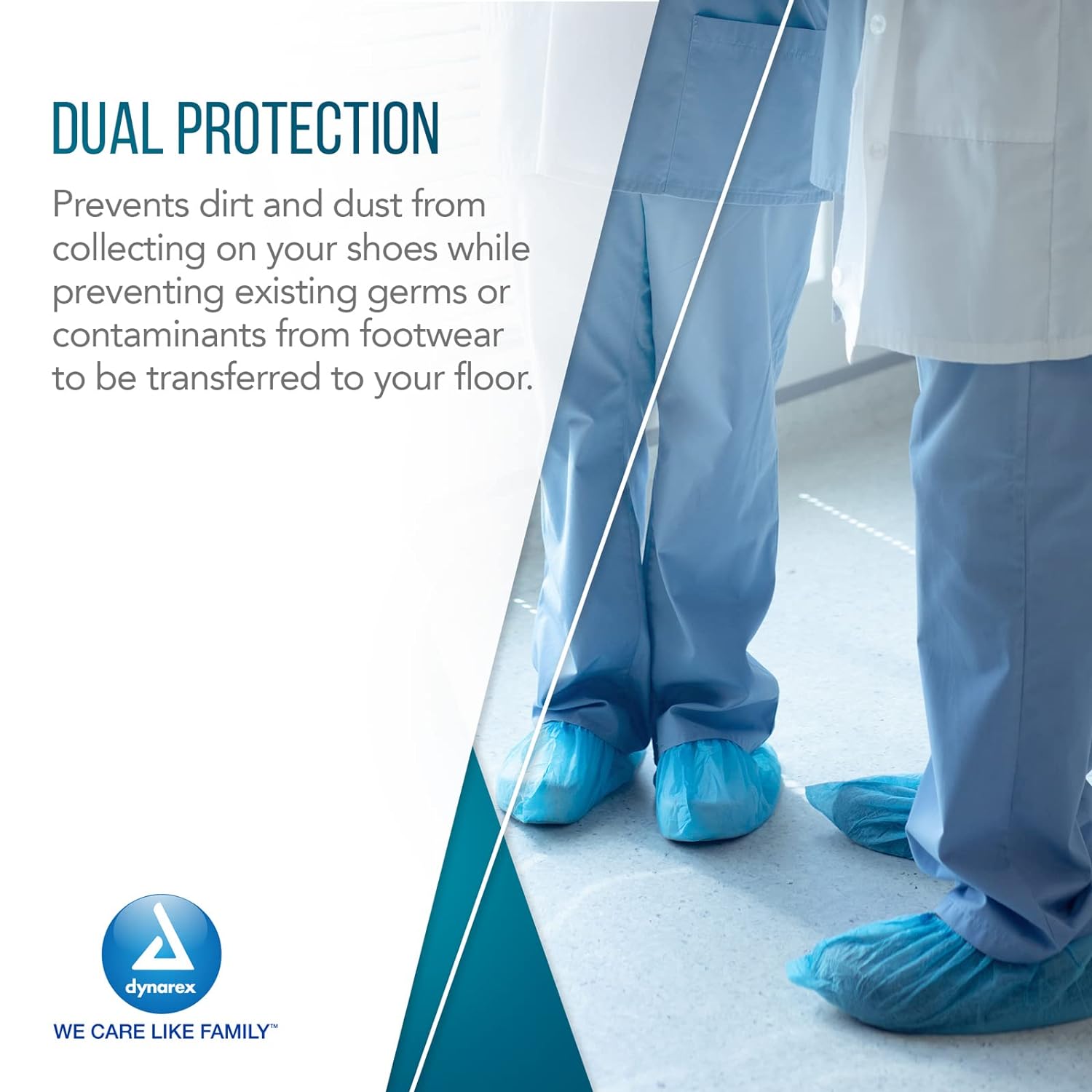 Dynarex Disposable Shoe Cover, Universal Size, Non-Conductive, have Sewn Seams with Elastic Opening and Fits Most Shoes, Blue, 1 Box of 150 pairs