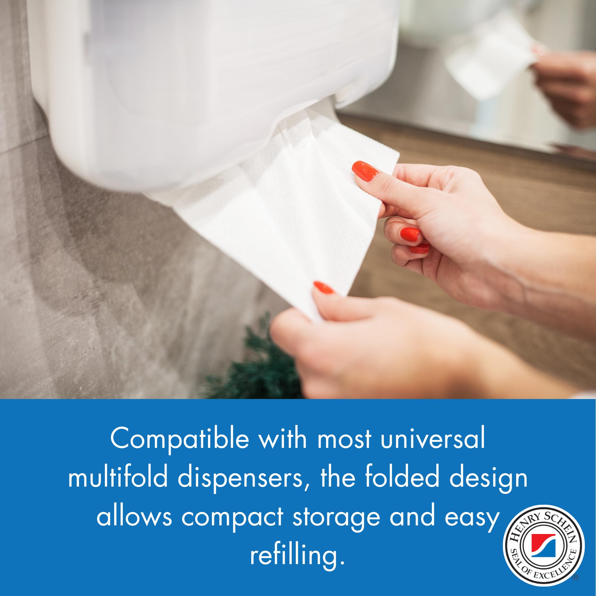 Henry Schein Multifold Paper Towels (570-0703) with Fast-Drying Absorbency Pockets, 16 Packs/Case, 250 Multifold Towels/Pack, White