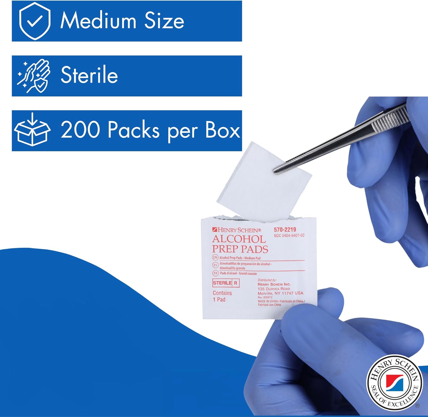 Henry Schein Alcohol Prep Pads - Medium, 2-ply, Sterile