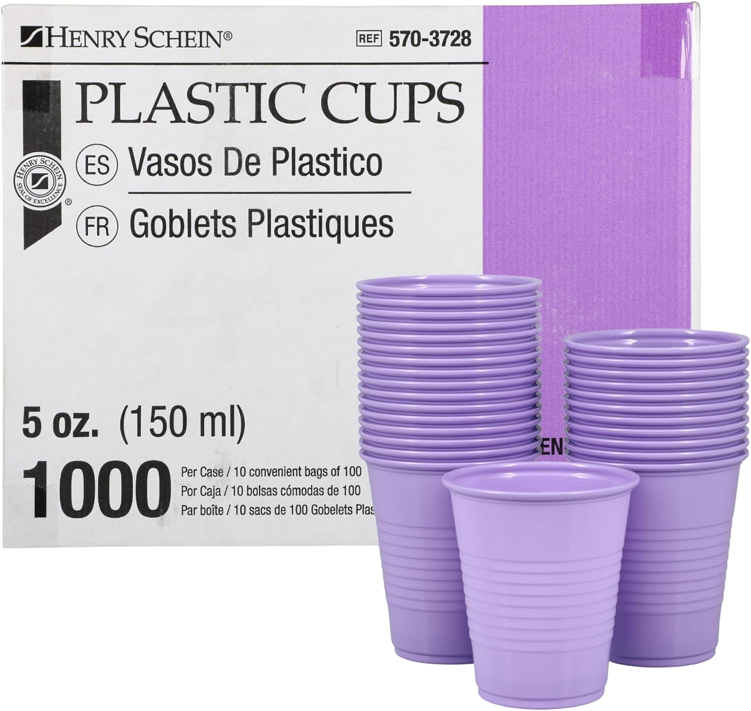 1000 Plastic Lavender Disposable Drinking Cups – 5 oz, Double-Coated for Durability, Latex-Free, Embossed Grip, Perfect for Office, Medical & Event Use