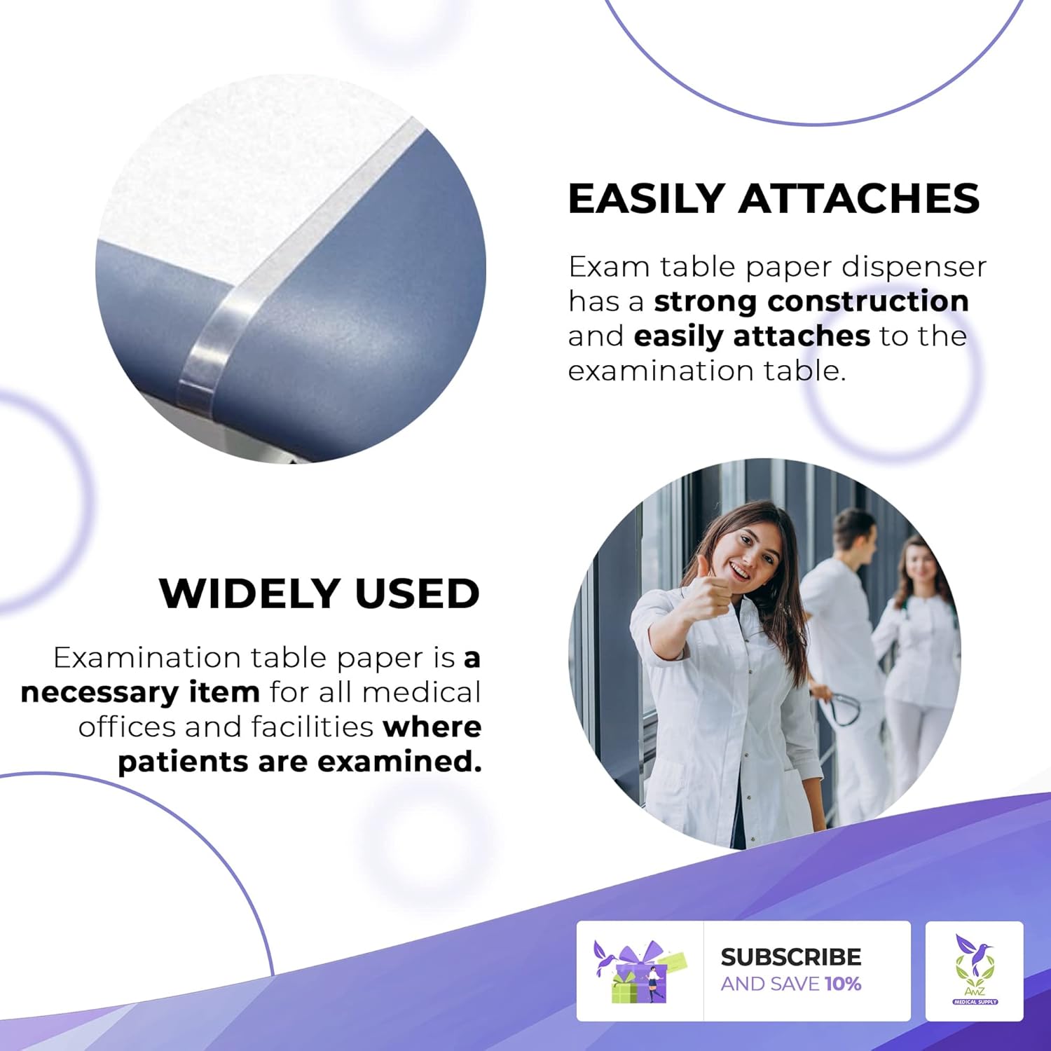 Dukal Table Paper Dispenser. Reusable Table Paper Holder for 18" or 21" Paper Polls. Massage Table Paper Roll Holder. Massage Bed Paper Roll Holder. Easily attaches.