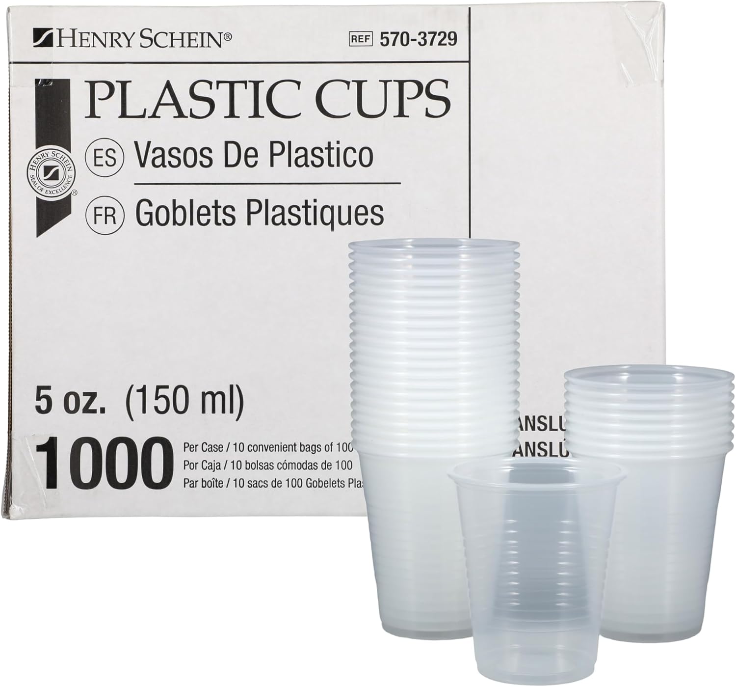 1000 Plastic Translucent Disposable Drinking Cups – 5 oz, Double-Coated for Durability, Latex-Free, Embossed Grip, Perfect for Office, Medical & Event Use