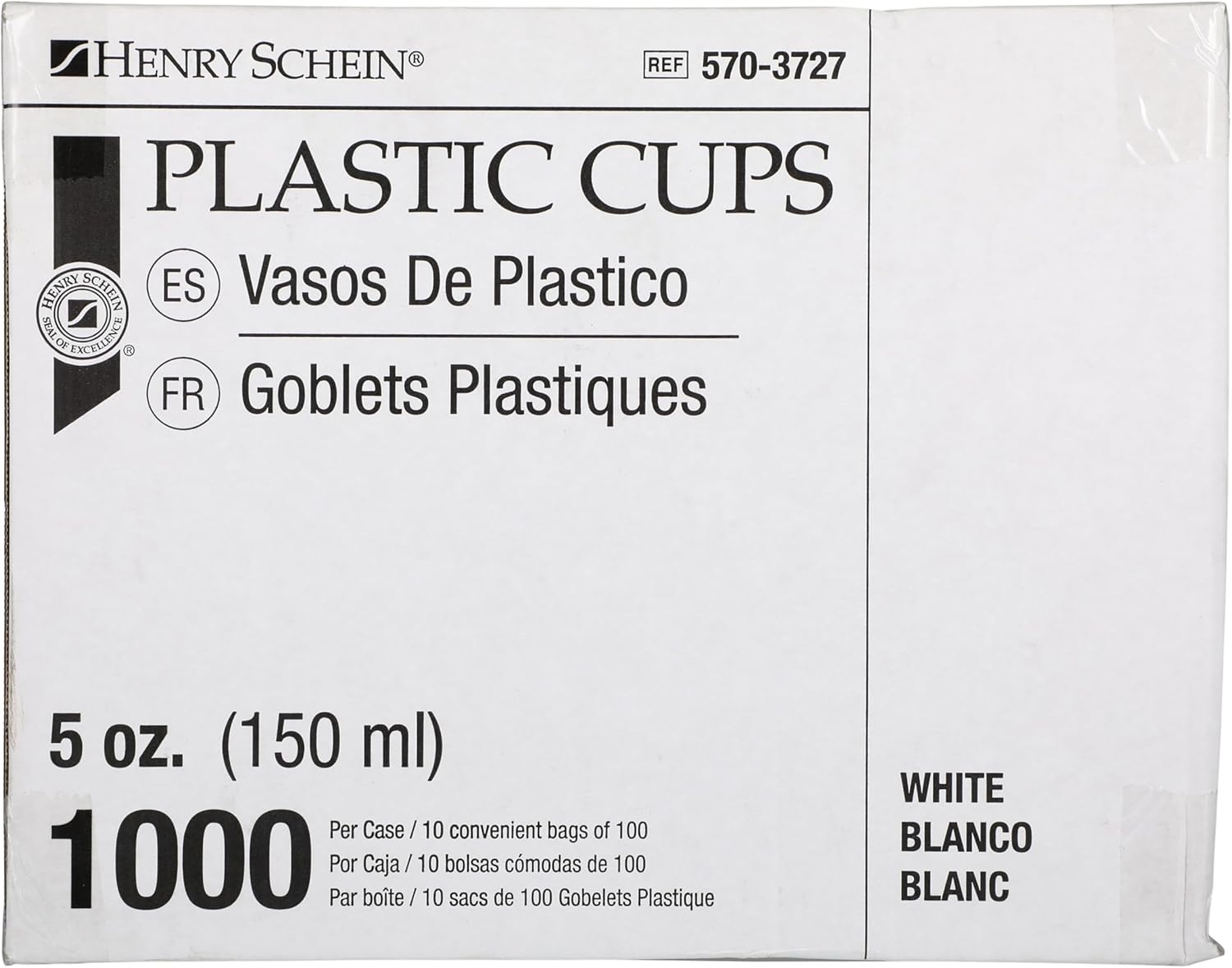 1000 Plastic White Disposable Drinking Cups – 5 oz, Double-Coated for Durability, Latex-Free, Embossed Grip, Perfect for Office, Medical & Event Use