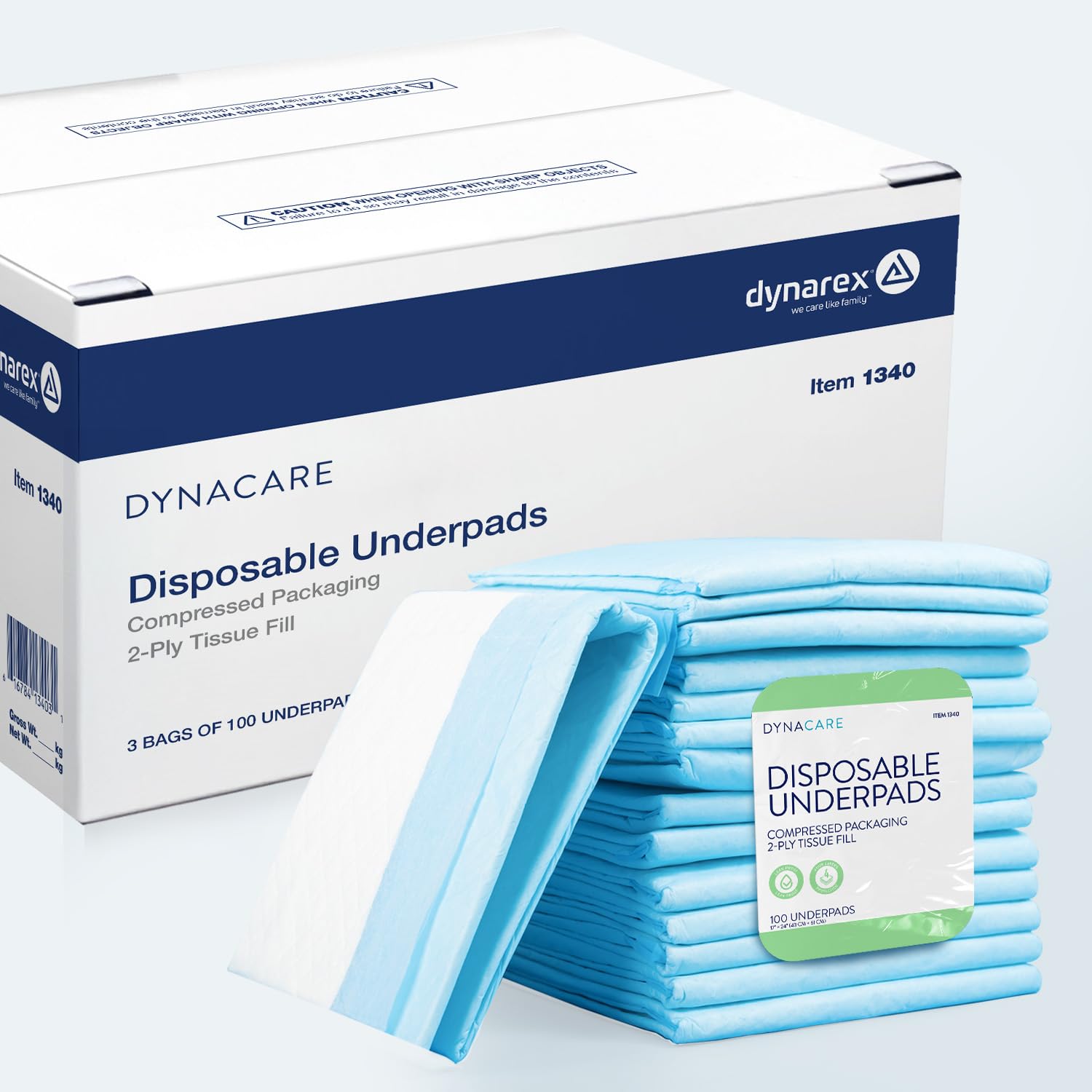Dynarex Disposable UnderPad, 17" x 24", 15g, Incontinence Bed Pad to Protect Sheet, Mattresses, and Furniture