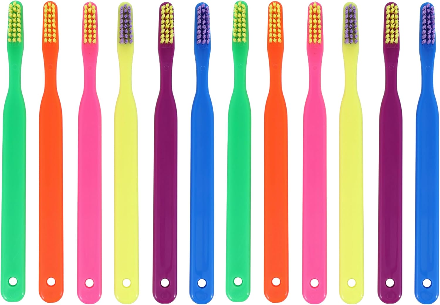 Henry Schein Acclean Child Toothbrush, Assorted Neon Colors, 24-Tuft Narrow Head, Soft Bristles, Manual Straight Handle, Individually Wrapped
