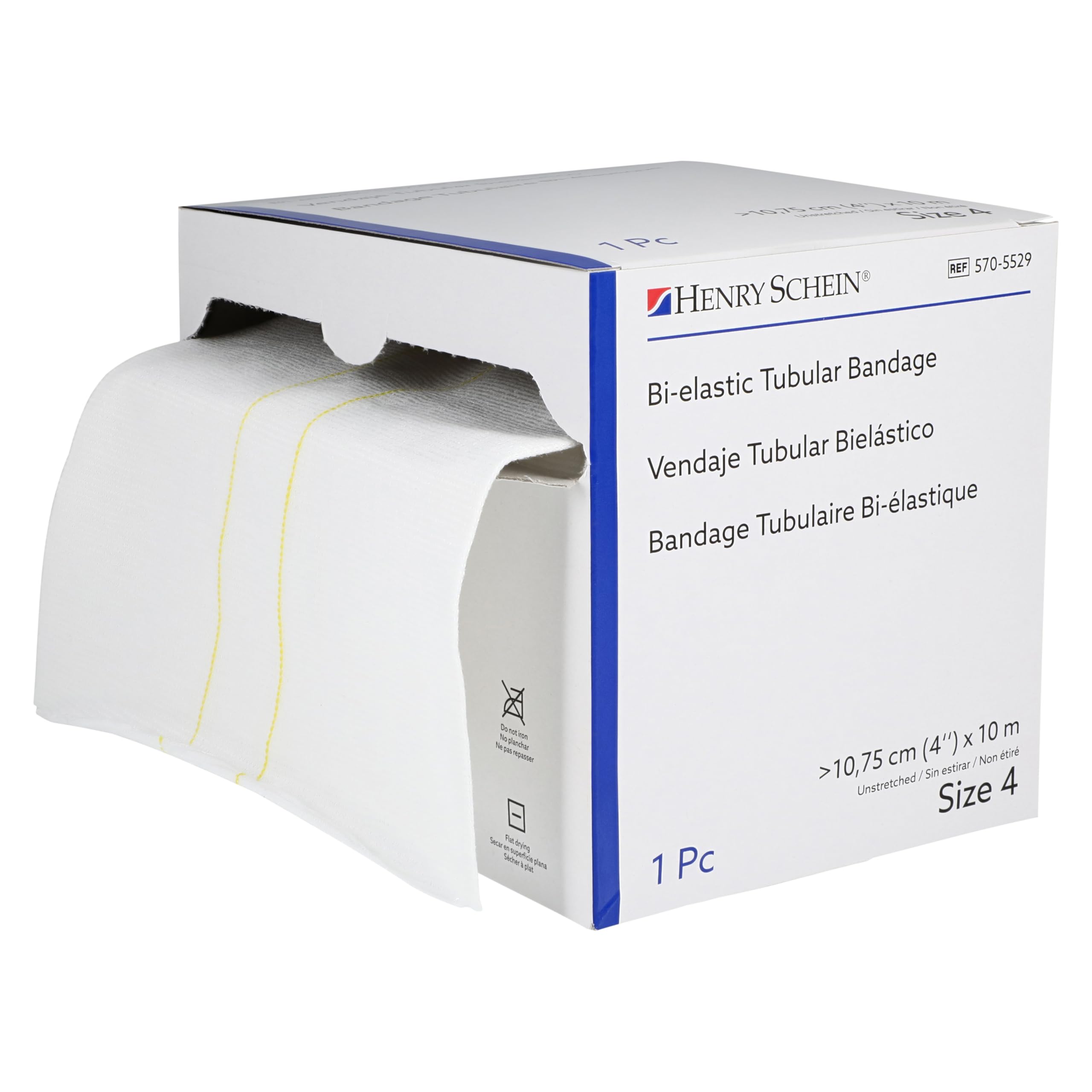 Henry Schein Tubular Bandage, White, Non-Sterile, Bi-Elastic Stretch, Reusable, Viscose/Polyamide/Elastane Material, Latex-Free, Each