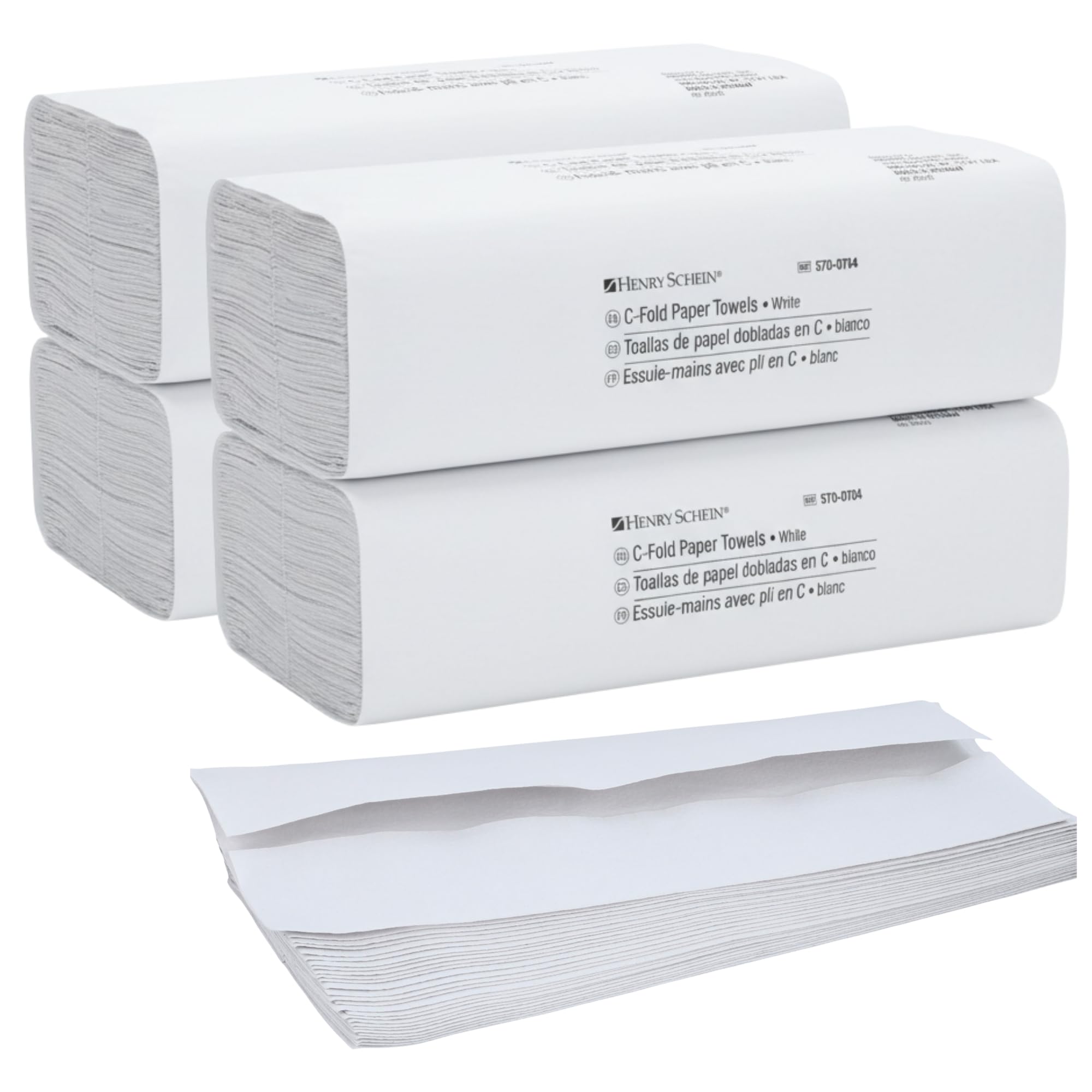 Henry Schein C Fold Paper Towels (570-0704) with Fast-Drying Absorbency Pockets, 200 C Fold Towels/Pack, White