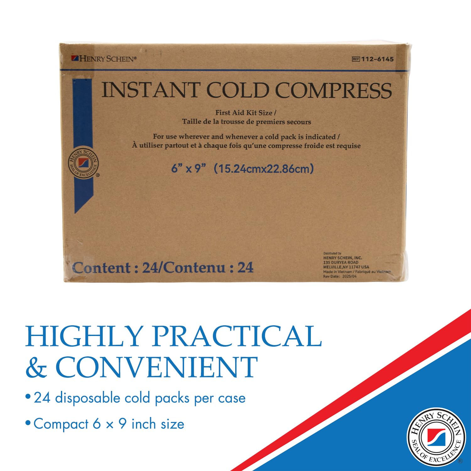 Henry Schein Instant Cold Packs, 5" x 5.5" (50 Pack) – Disposable Single-Use Ice Packs for Pain Relief, Swelling, Sprains, Sports Injuries, First Aid & Toothaches
