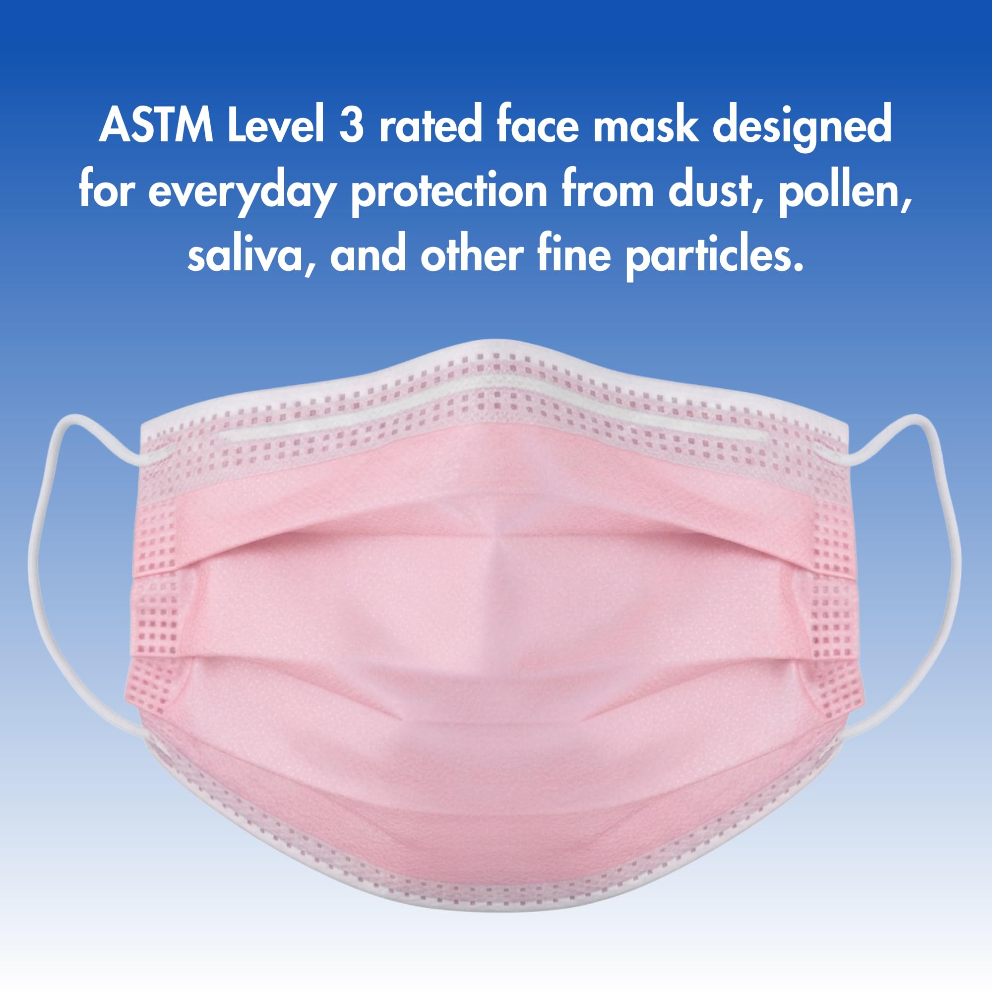 Criterion ASTM Level 3 Disposable Face Mask – Anti-Fog, Mask, 3-Ply, Fluid Resistant, Latex-Free, Flat Earloops, Adult, 50/Box