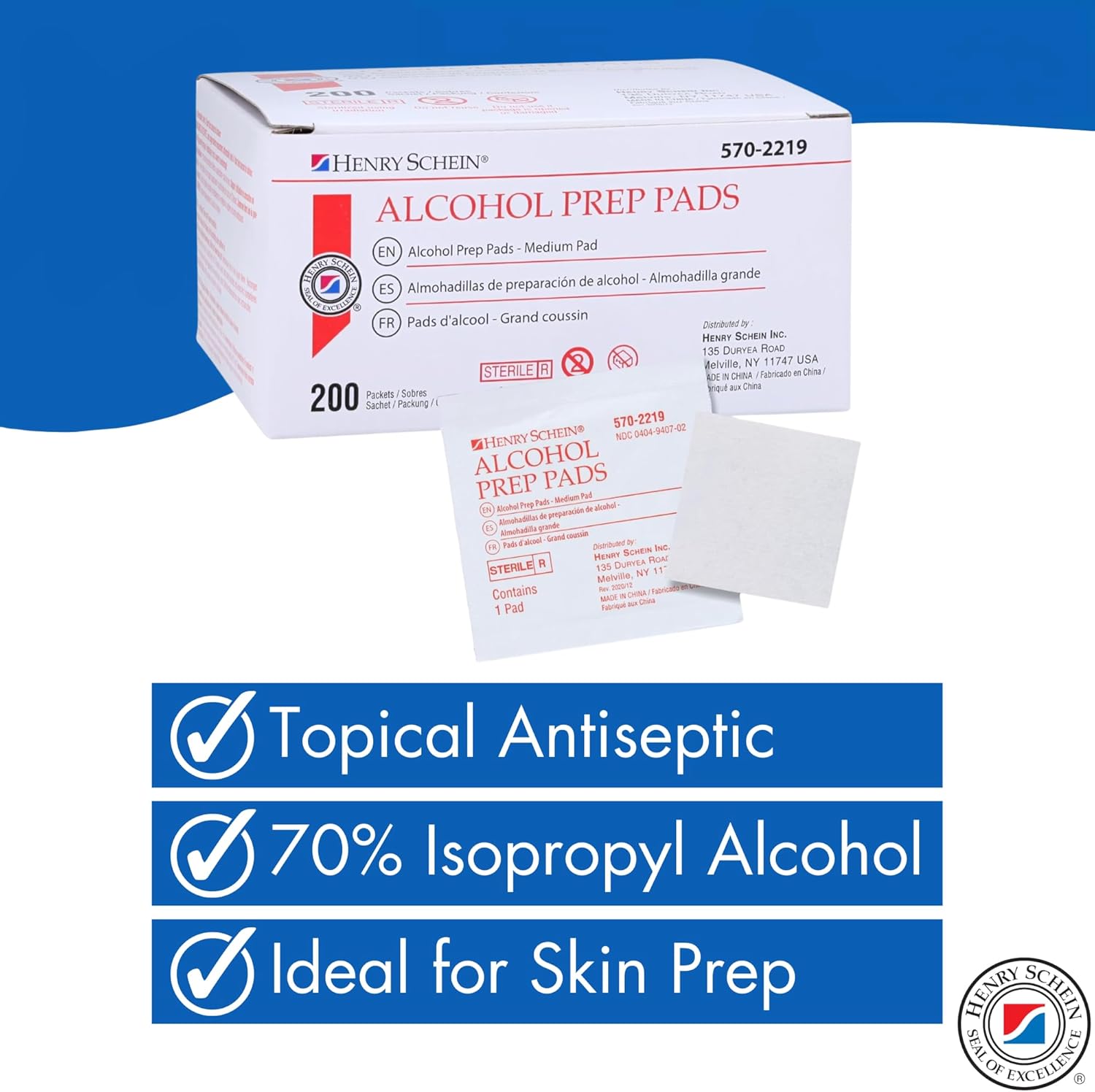 Henry Schein Alcohol Prep Pads - Medium, 2-ply, Sterile