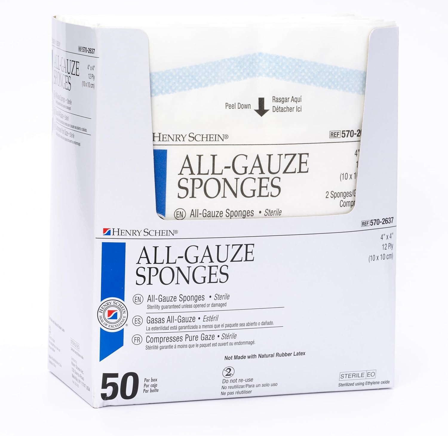 Premium 100% Cotton All-Gauze Sponge 4x4 12 Ply Sterile Square for Wound Care & Home First Aid Kits