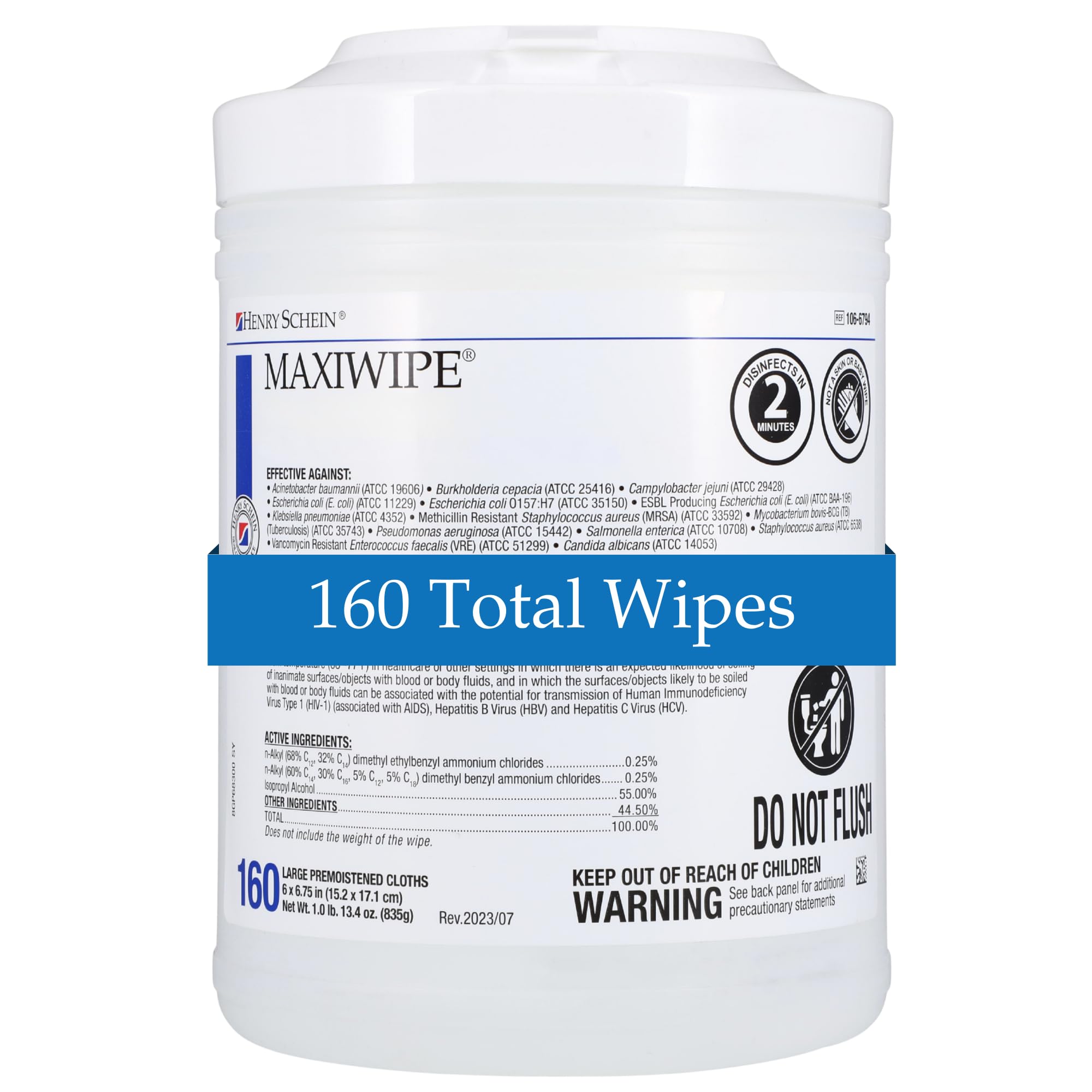Henry Schein Maxiwipe Surface Cleaning Wipes – 6" x 6.75" – Large Disposable Cloths, Latex-Free, White
