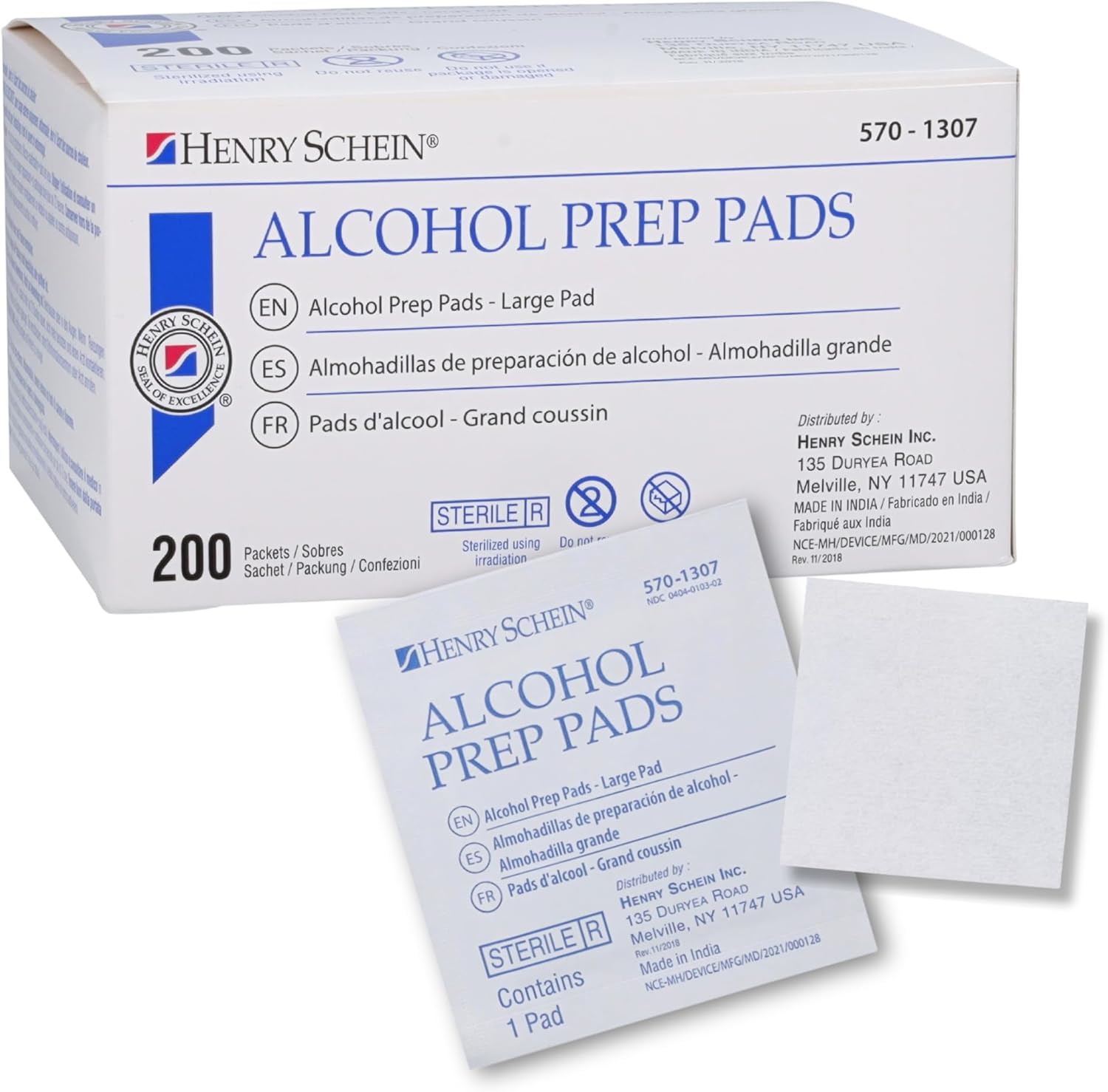 Henry Schein Alcohol Prep Pads - Large, 2-ply, Sterile Henry Schein Alcohol Prep Pads - Large, 2-ply, Sterile