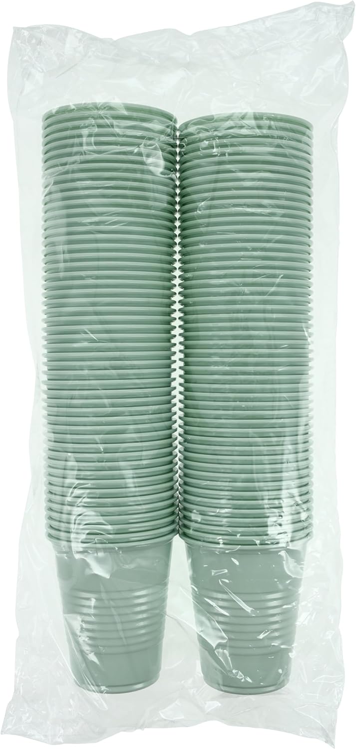 1000 Plastic Green Disposable Drinking Cups – 5 oz, Double-Coated for Durability, Latex-Free, Embossed Grip, Perfect for Office, Medical & Event Use