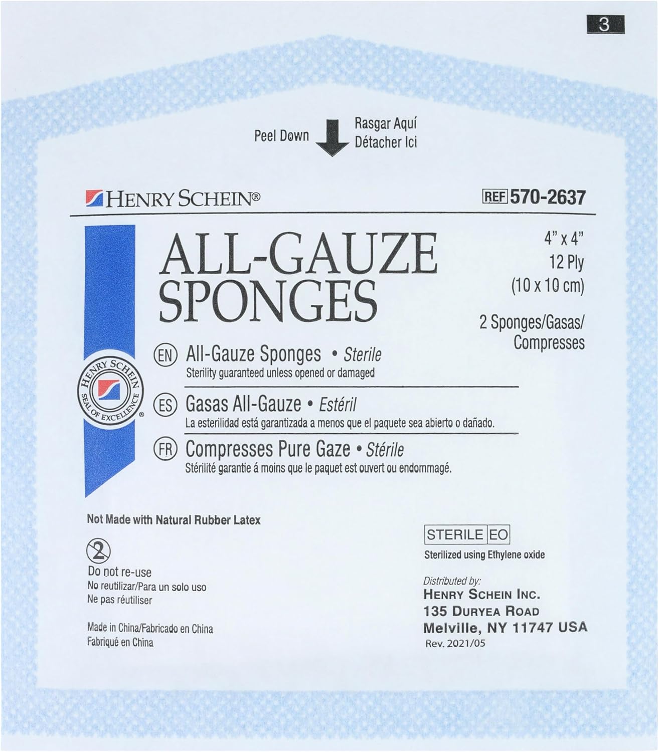 Premium 100% Cotton All-Gauze Sponge 4x4 12 Ply Sterile Square for Wound Care & Home First Aid Kits