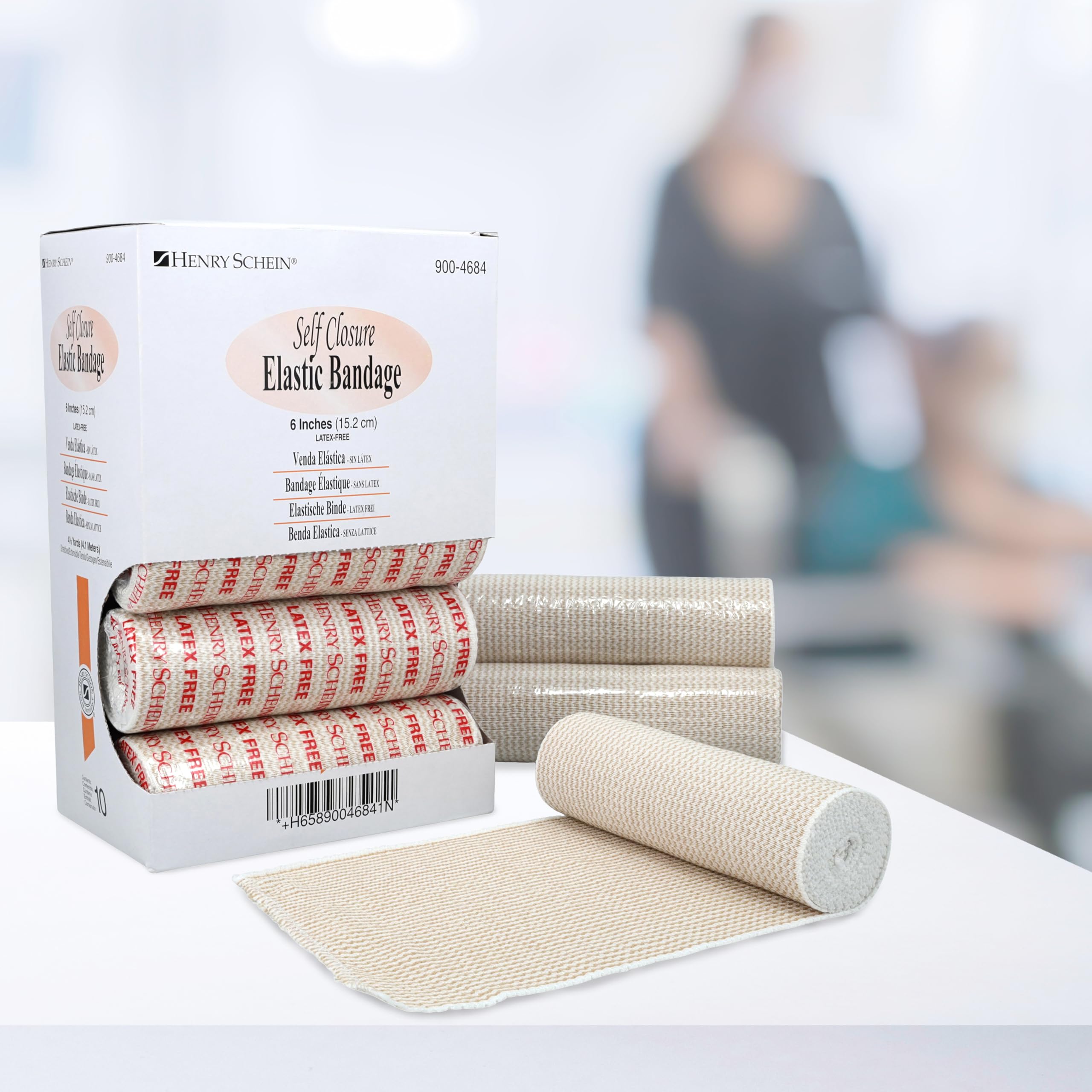 Self-Closure Elastic Bandage, Tan, Non-Sterile, Box of 10 – Stretch Bandage with slef Closure, Latex-Free, Comfortable & Reliable Support