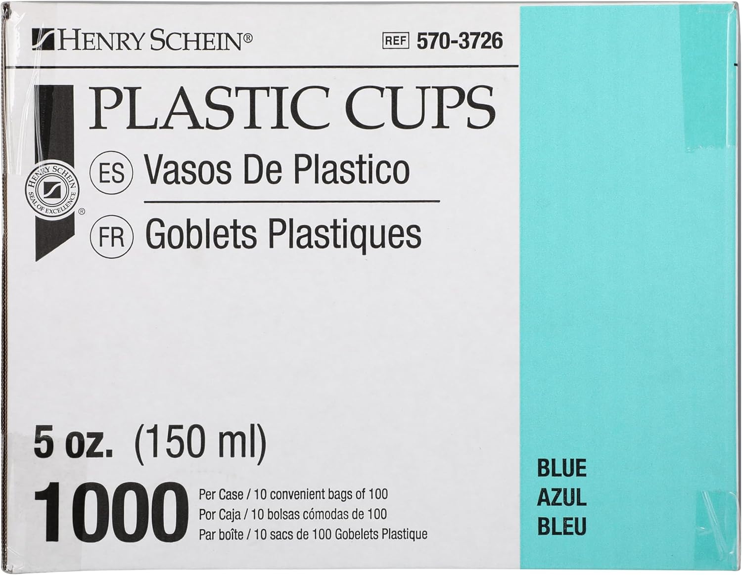 1000 Plastic Blue Disposable Drinking Cups – 5 oz, Double-Coated for Durability, Latex-Free, Embossed Grip, Perfect for Office, Medical & Event Use