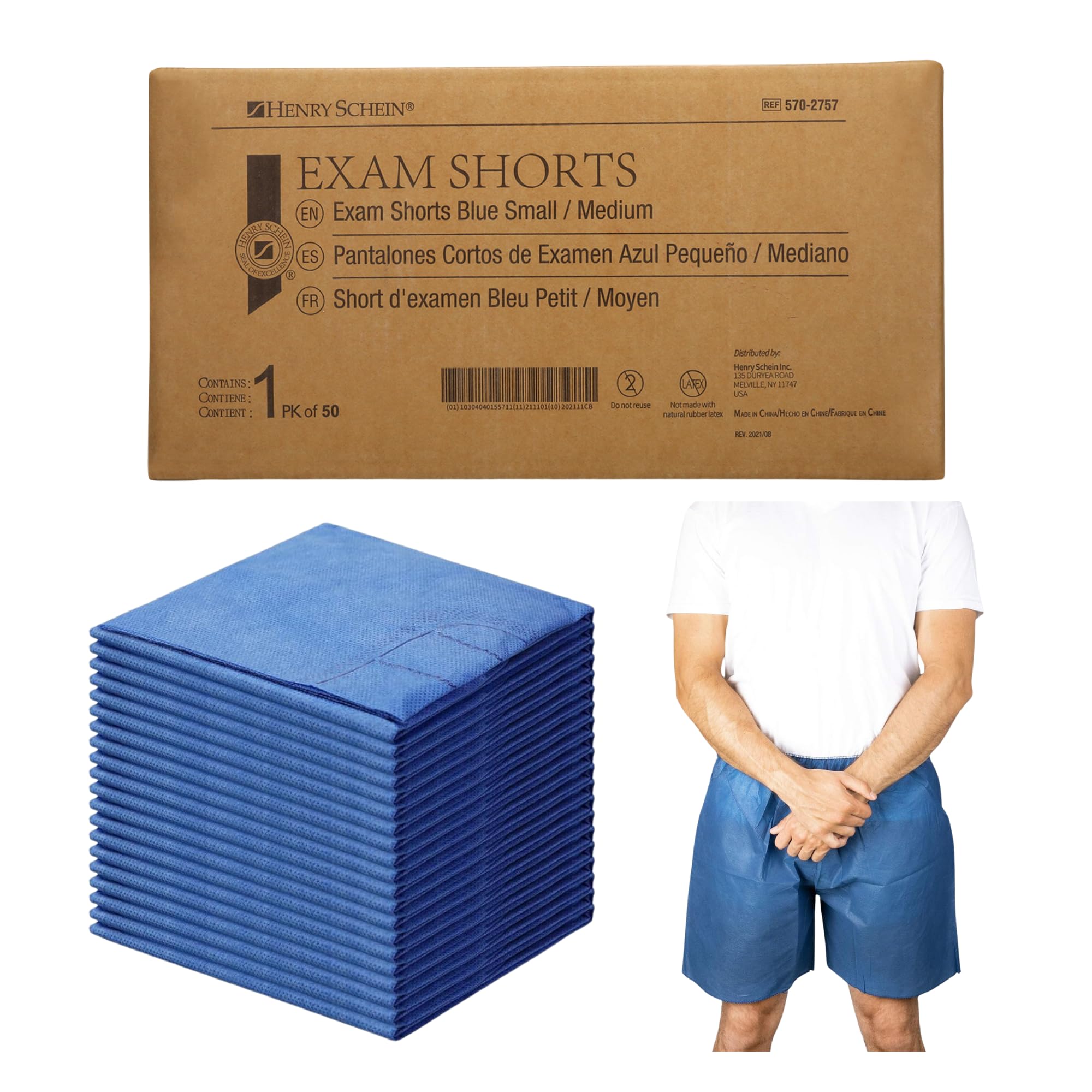 Henry Schein Disposable Exam Shorts – Unisex, SMS Material for Breathable Comfort – Medical Patient Apparel