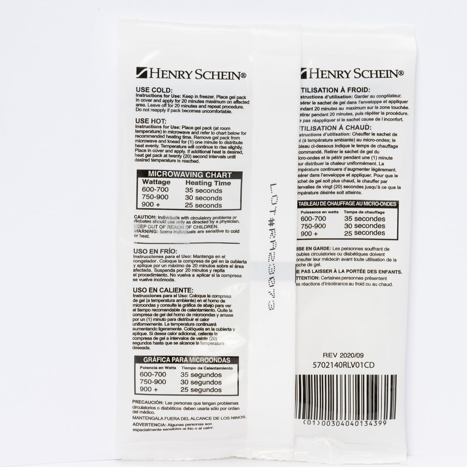 Henry Schein Reusable Hot and Cold Gel Packs, Case of 100, 4" x 6"