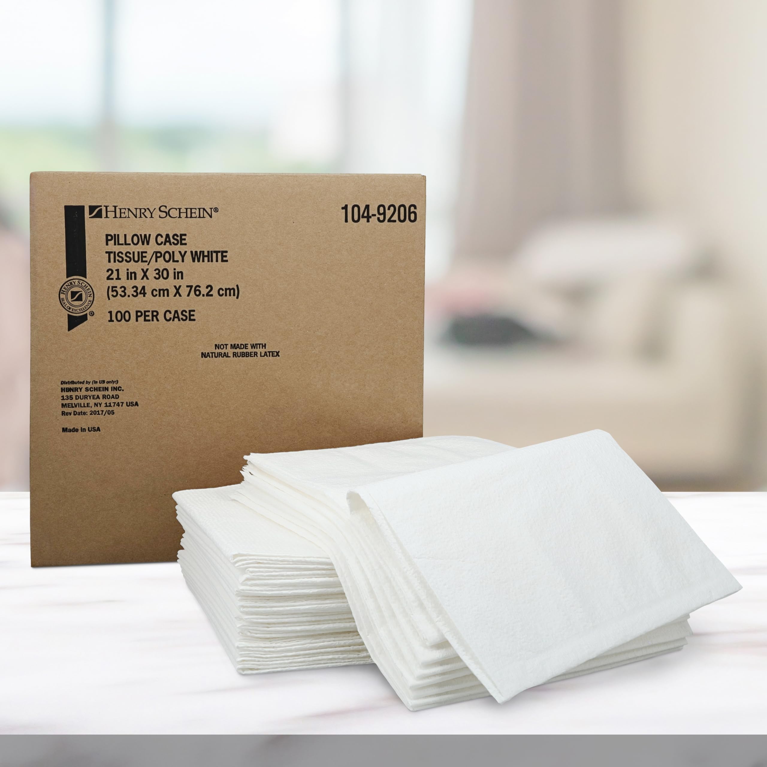 Henry Schein Single-Use Pillowcase, Pack of 100, Tissue/Poly, White, 21" x 30"
