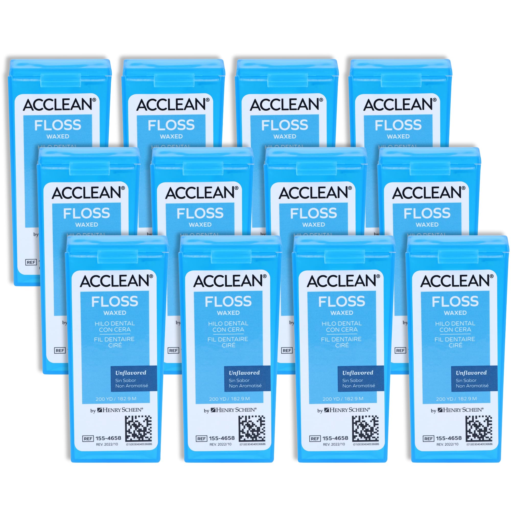 Acclean Dental Floss, Shred Resistant Nylon, Waxed, 200 Yards of Dental Floss, Unflavored, Office Size
