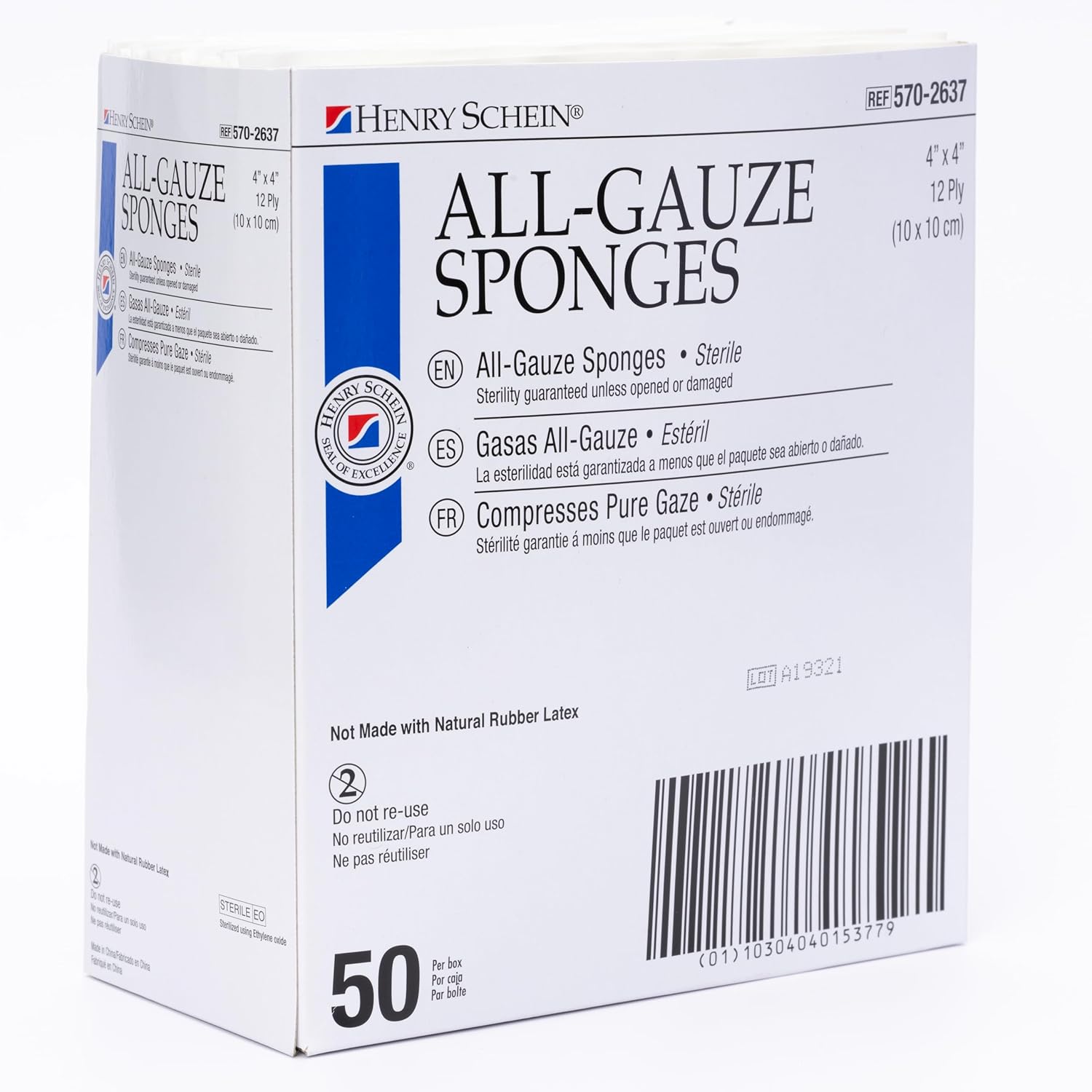 Premium 100% Cotton All-Gauze Sponge 4x4 12 Ply Sterile Square for Wound Care & Home First Aid Kits