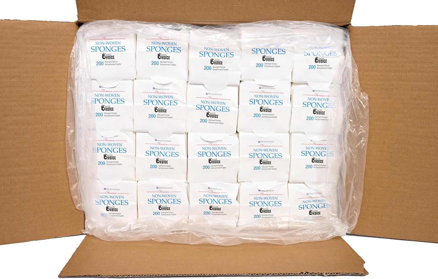 Henry Schein Premium Gauze, Rayon/Polyester Blend Non-Woven Sponges, 3 in x 3 in 4 Ply Non-Sterile, 4-Ply, 200/Pack