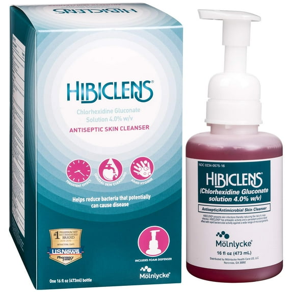 Hibiclens – Antimicrobial, Antiseptic Soap and Skin Cleanser – Foaming Pump Included – 16 oz – for Home and Hospital – 4% CHG