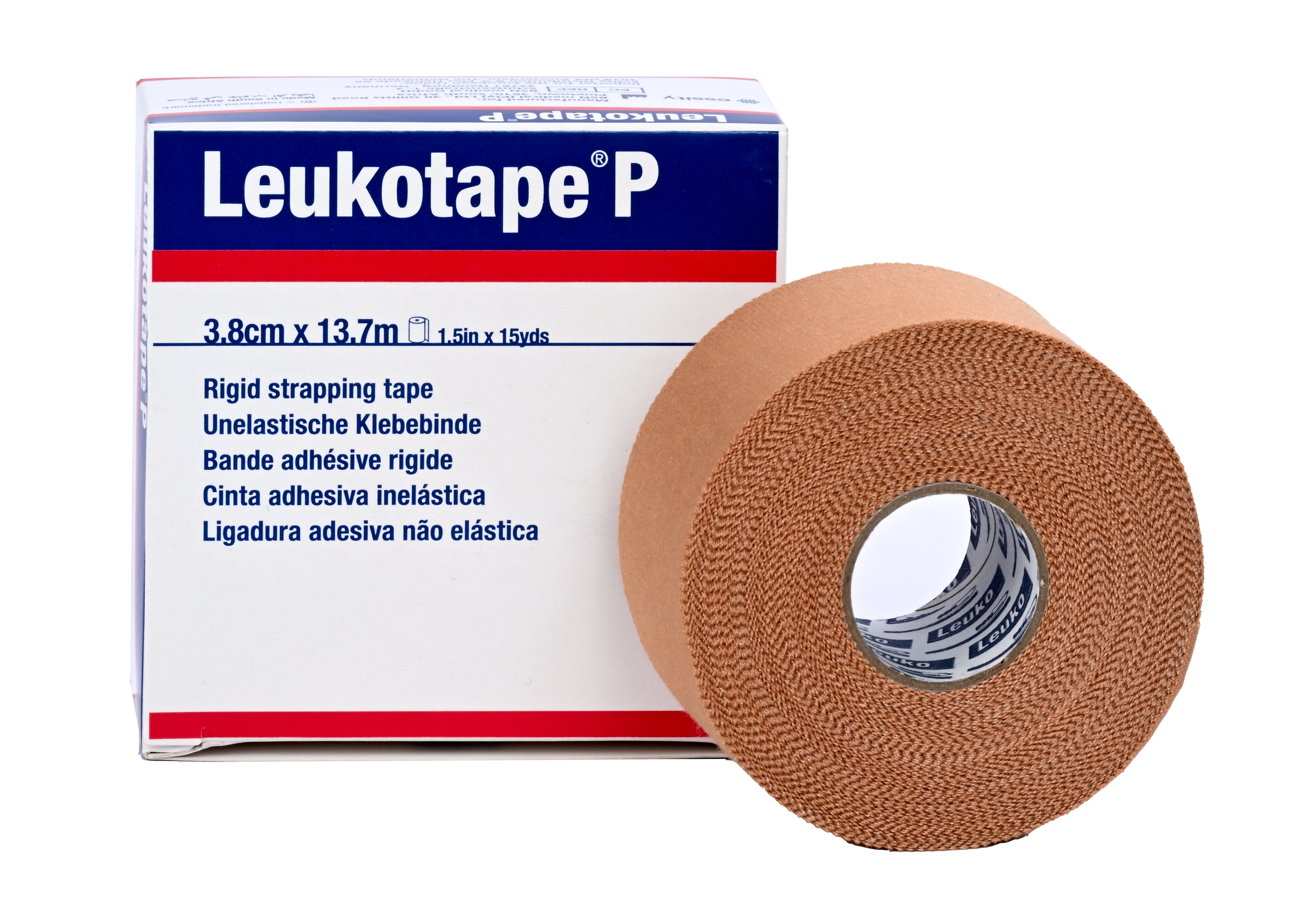 Leukotape P Adhesive Strapping Tape – for Sports Injuries, Strains and Sprains - 1.5 in x 15 yds, Tan, (1 Roll)