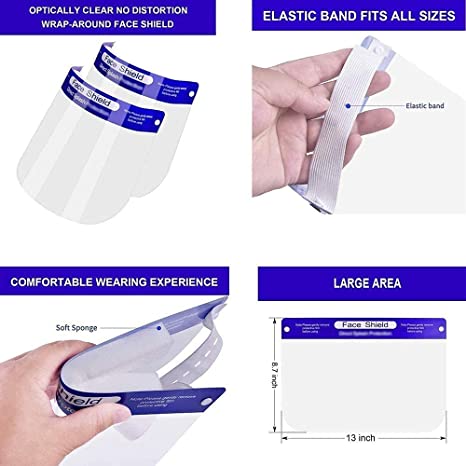 Face Shields Clear Plastic Protective
