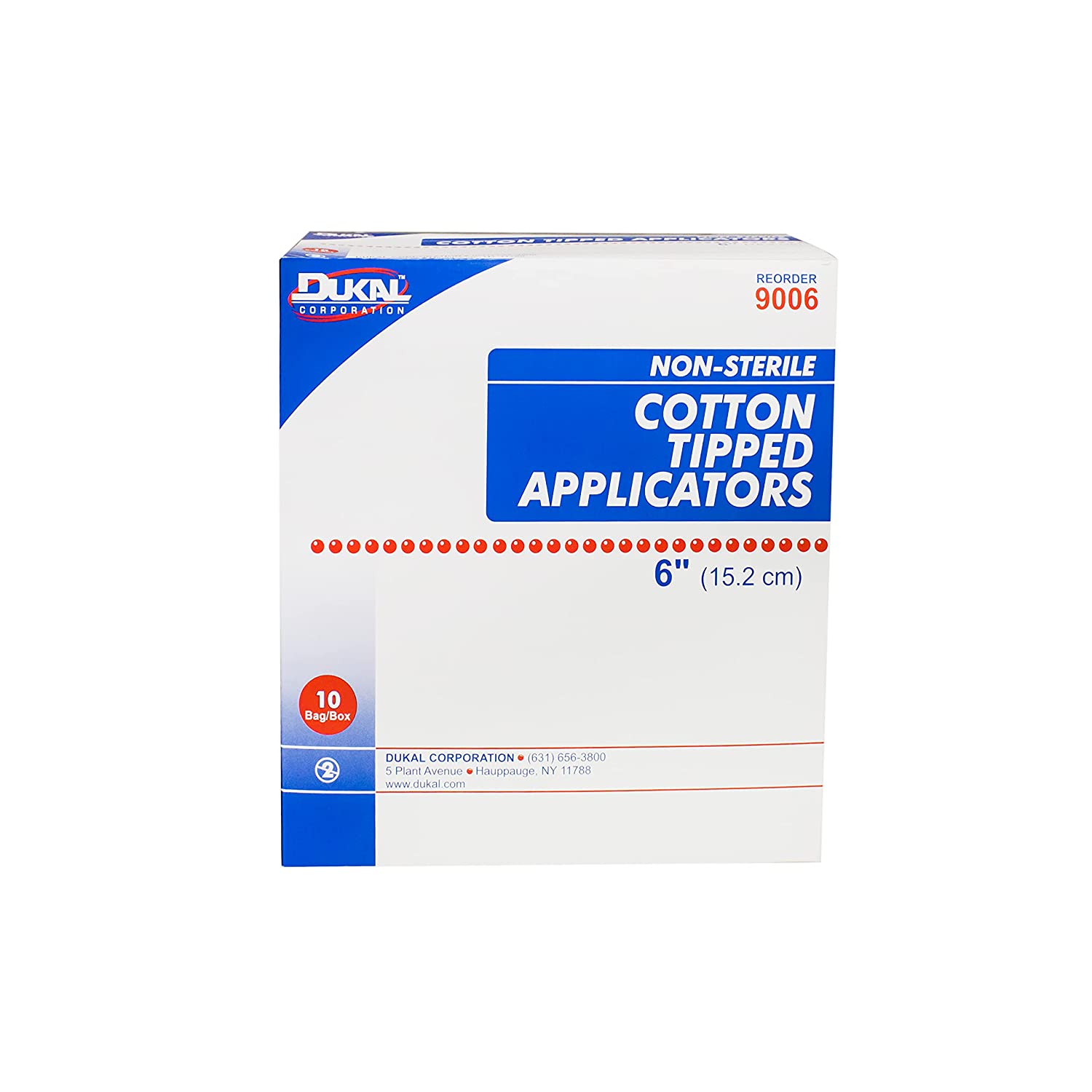 Dukal 9006 Cotton Tipped Applicator, Non-Sterile, 6" (10 Bags of 100) (Pack of 1000)