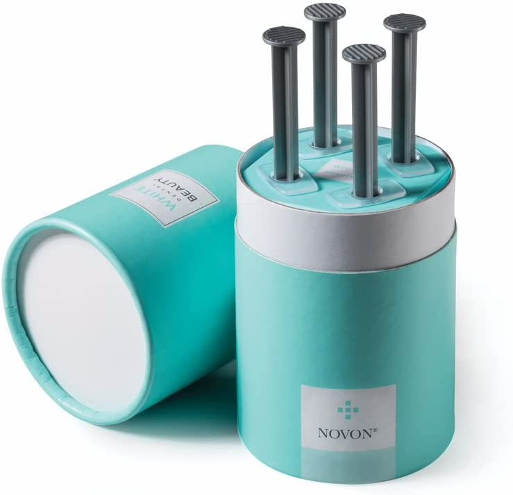 White Dental Beauty Teeth Whitening Kit; 4 Syringes of 3 ml Teeth Whitening Gel Powered by NOVON® Technology. Includes Kit, Boil & Bite Whitening Trays, and Case (16% Carbamide Peroxide)