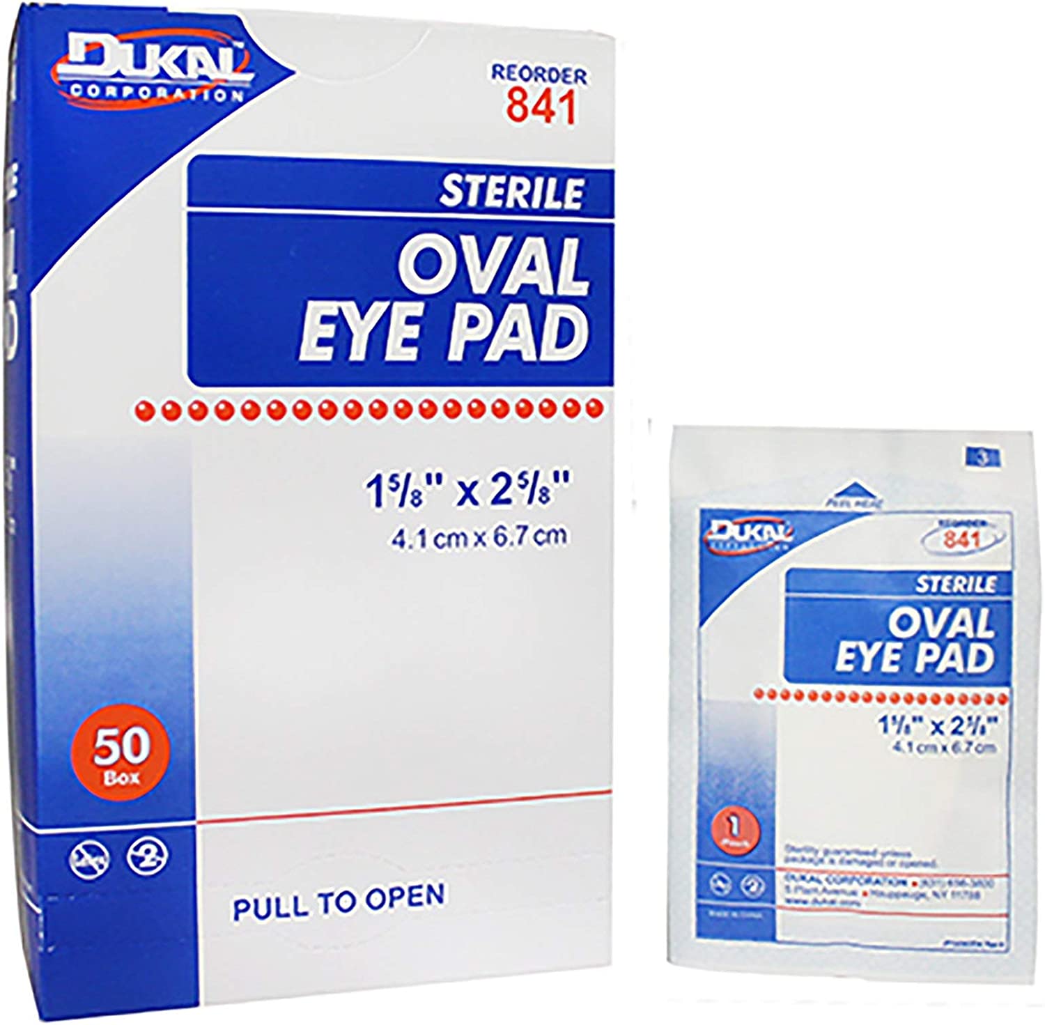  Dukal Eye Pads. Pack of 50 Sterile Pads for Eye Protection.  Conforming Eye Pads 2 1/8 x 2 5/8. Oval Cotton Eye Pads with Thick Cotton  Filler. Medical Dressing Pads for