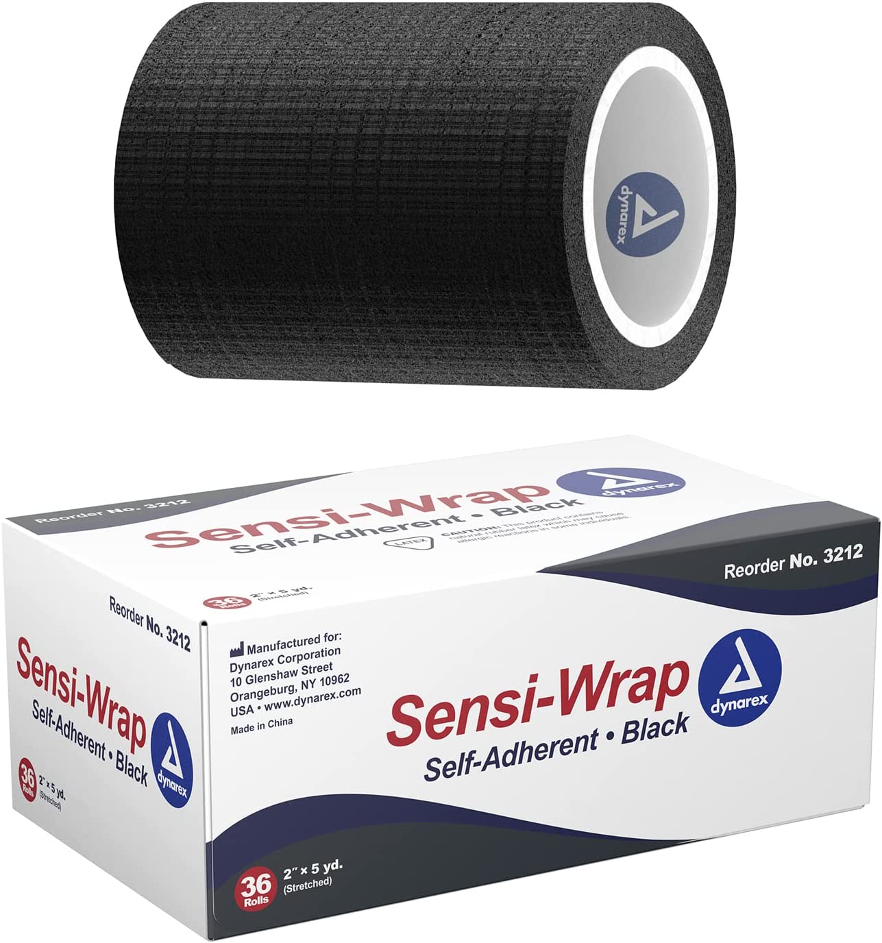 Dynarex Sensi-Wrap Bandage Rolls are a Self-Sticking Wrap Provides Stay in Place Compression. Great for Tough to Wrap Areas of The Body, Over a Bandage or Tattoo. Black, 2” x 5 yds, 1 Box of 36 Rolls