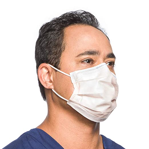 HALYARD FLUIDSHIELD 3 Disposable Procedure Mask, w/SO Soft Earloops, Fog-Free, Pleat-Style, Orange, 28797 (Box of 40)