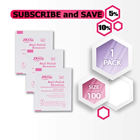 Dukal Nail Polish Remover Pads. Pack of 100 Acetone Free Remover Wipes. 2-ply Saturated Pads. Cleansing Pads. Nail Wipes. Effective and Easy to Use. Individually Packaged.