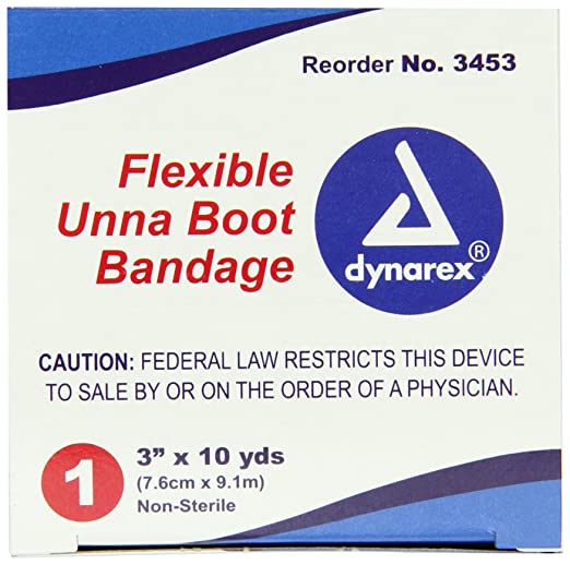 Dynarex Unna Boot Bandage, 3 Inches X 10 Yards, 12 Count