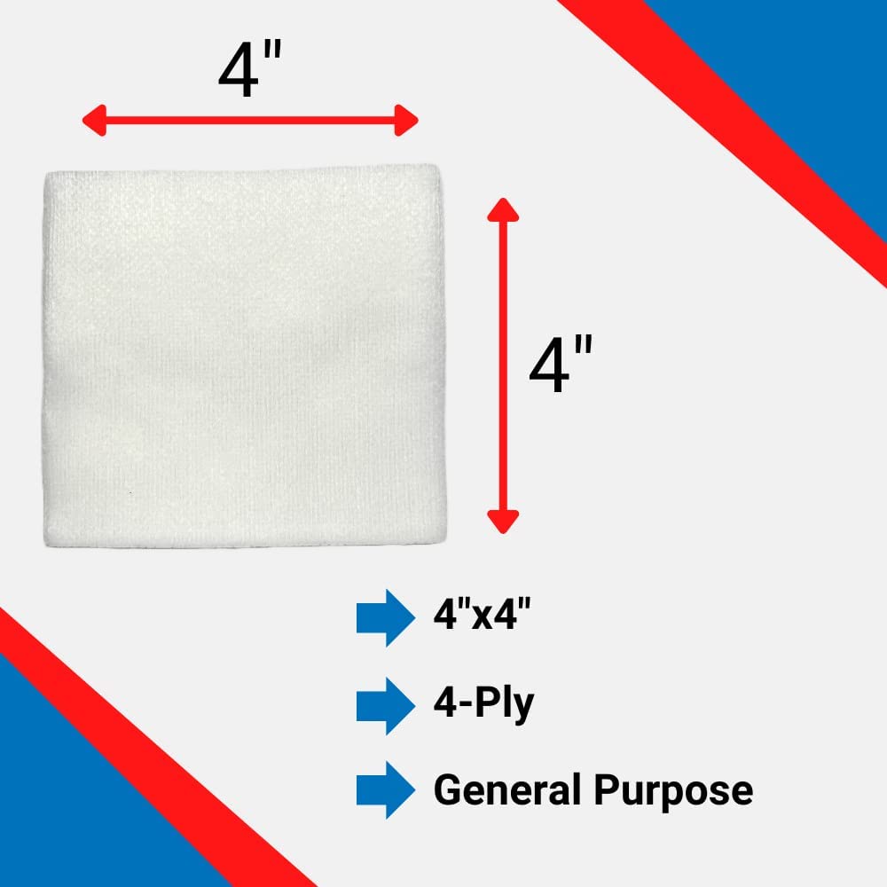 Essentials Non-Sterile Gauze Sponges – 200 Count, 4-Ply, 4’’ x 4’’ Gauze Pads, One Package, Non-Woven Gauze Sponges, Wound Care Product for First Aid Kit/Medical Facilities