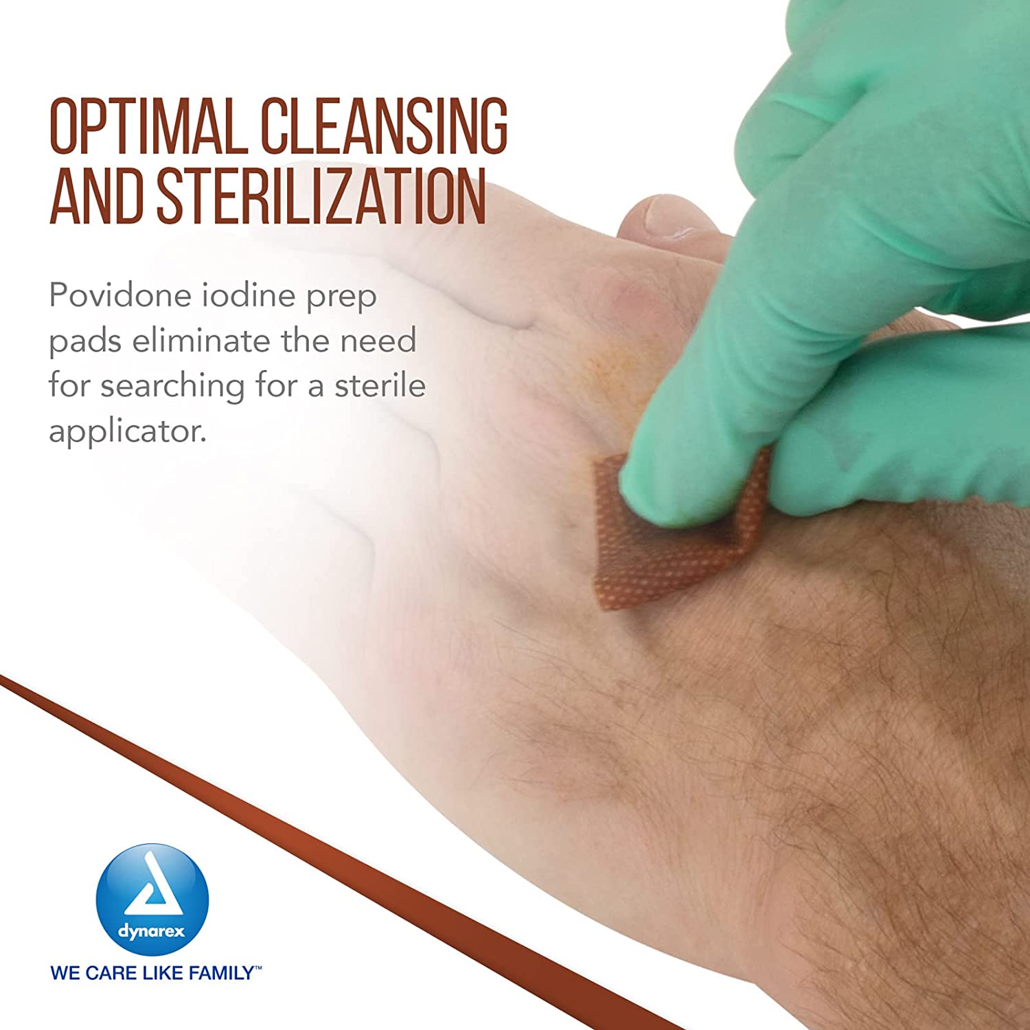 Dynarex Povidone-Iodine Prep Pads, Saturated with Povidone Iodine 10%, Medical-Grade Antiseptic Wipes Used for Prepping Prior Minor Procedures, Medium, 1 Case of 100 Prep Pads