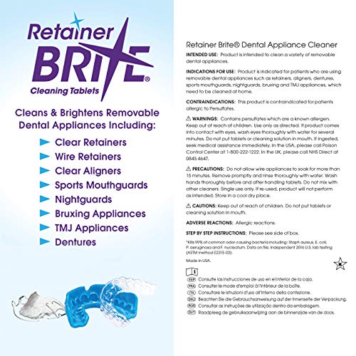 Retainer Brite Tablets for Cleaner Retainers and Dental Appliances - 96 Count