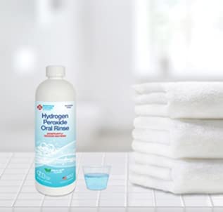 Hydrogen Peroxide Oral Rinse by DenMat; Fresh Mint Flavor. One Bottle of 16 Fluid Ounces (473 mL). Alcohol Free, for Oral Health, Minor Mouth Irritations, and Minor Gum