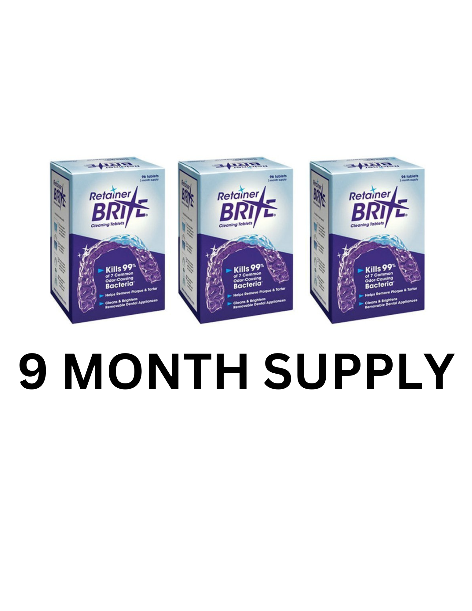 Retainer Brite Tablets for Cleaner Retainers and Dental Appliances - 96 Count