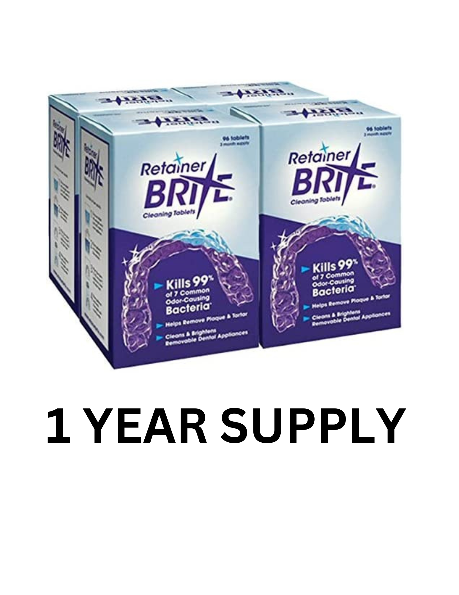 Retainer Brite Tablets for Cleaner Retainers and Dental Appliances - 96 Count